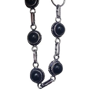 Pulseira Ônix Prata 800 Folheado
