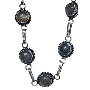 Pulseira Labradorita Prata 800 Folheado