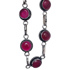 Pulseira Rubi Moçambique Prata 800 Folheado