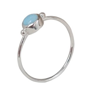 Anel Larimar Redondo Prata 925