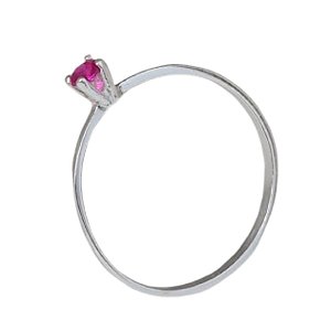 Anel Solitário Pink Minimalista Chic de Prata 925