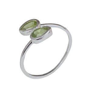 Anel Peridoto Duplo de Prata 925