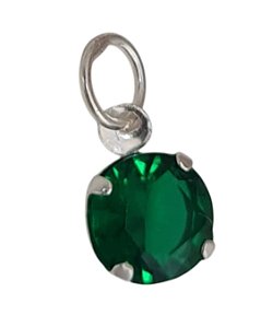 Pingente Ponto de Luz Zircônia Esmeralda Prata 925