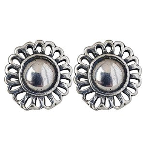 Brinco Flor Botão Prata 925