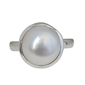 Anel Pérola Barroca Redondo Prata 925