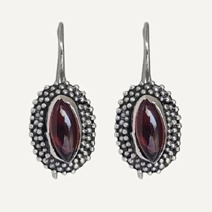 Brinco Granada Bolinha Prata 925