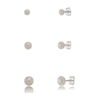 Brinco Trio Pérola Prata 925