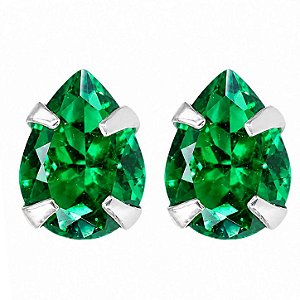 Brinco Esmeralda Gota Prata 925