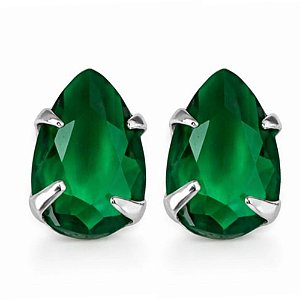 Brinco Esmeralda Gota Prata 925