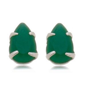 Brinco Esmeralda Gota Prata 925
