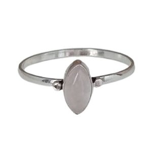 Anel Quartzo Rosa Navete de Prata 925