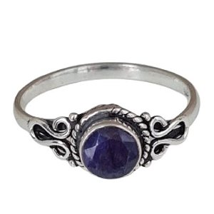 Anel Safira Indiana Redondo de Prata 925