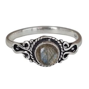 Anel Labradorita Redondo de Prata 925