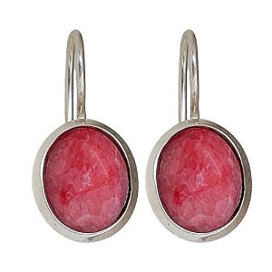 Brinco Rubi Oval de Prata 925