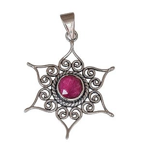 Pingente Rubi Mandala de Prata 925