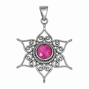 Pingente Rubi Mandala de Prata 925