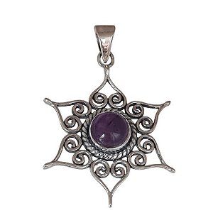 Pingente Ametista Mandala de Prata 925
