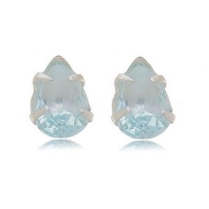 Brinco Água Marinha Zircônia Prata 925