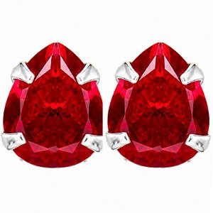 Brinco Rubi Gota Zircônia Prata 925