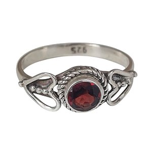 Anel Granada Coração Prata 925