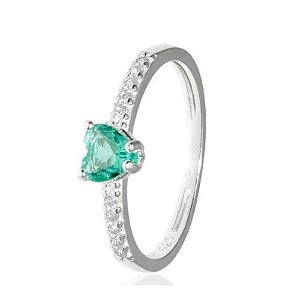 Anel Turmalina Coração Prata 925