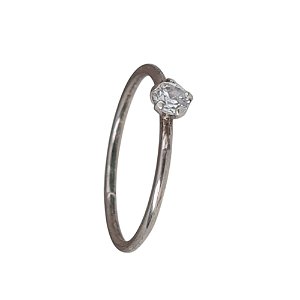 Anel Solitário Minimalista P de Prata 925