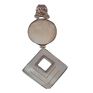 Pingente Madrepérola Duplo de Prata 925