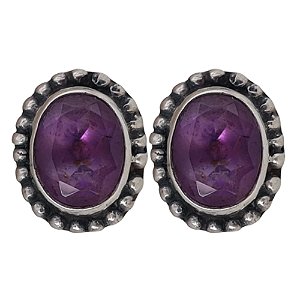 BRINCO AMETISTA OVAL DE PRATA 925