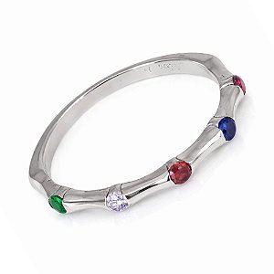 Anel Aliança Colorida Pandora Prata 925