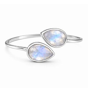 Anel Pedra da Lua Duplo Prata 925