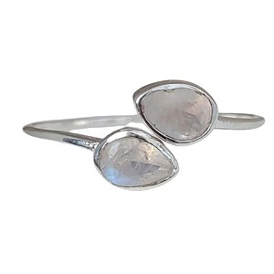 Anel Pedra da Lua Duplo Prata 925