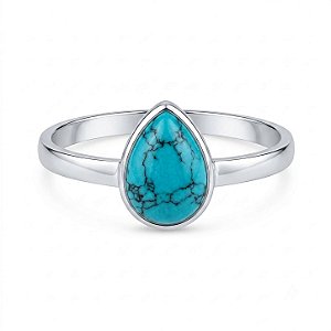 Anel Turquesa Gota de Prata 925