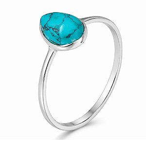 Anel Turquesa Gota de Prata 925