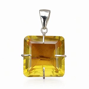 Pingente Citrino Quadrado de Prata 925