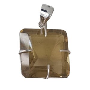 Pingente Citrino Quadrado de Prata 925