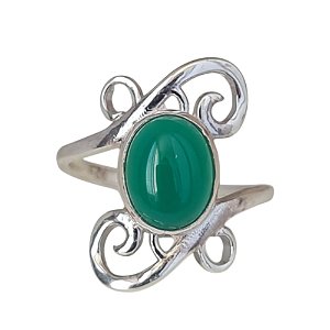 Anel Jade da Malásia Rococó Prata 925