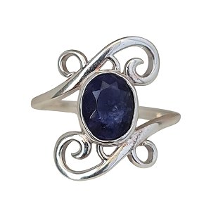 Anel Safira Rococó Prata 925