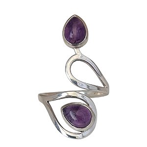 Anel Ametista Duplo de Prata 925