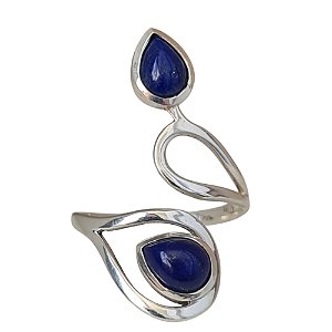 Anel Lápis Lazuli Duplo de Prata 925