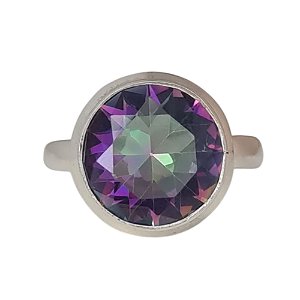 Anel Topázio Místico Redondo de Prata 925