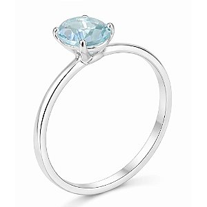 Anel Água Marinha Solitário de Prata 925