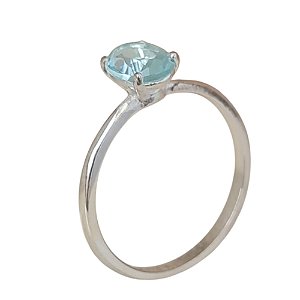 Anel Água Marinha Solitário de Prata 925