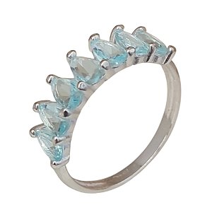 Anel Água Marinha Aliança Gotas Prata 925