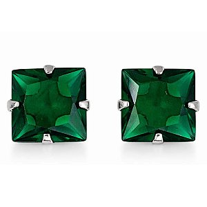 Brinco Esmeralda Quadrado de Prata 925