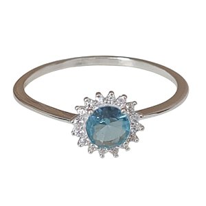 Anel Água Marinha Sol de Prata 925