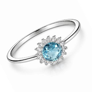 Anel Água Marinha Sol de Prata 925