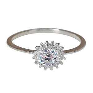 Anel Cristal Sol de Prata 925