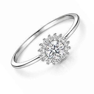 Anel Cristal Sol de Prata 925