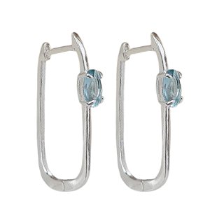 Brinco Água Marinha Argola de Prata 925