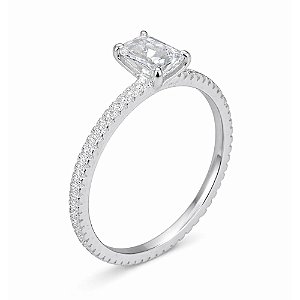 Anel solitário retangular de prata 925